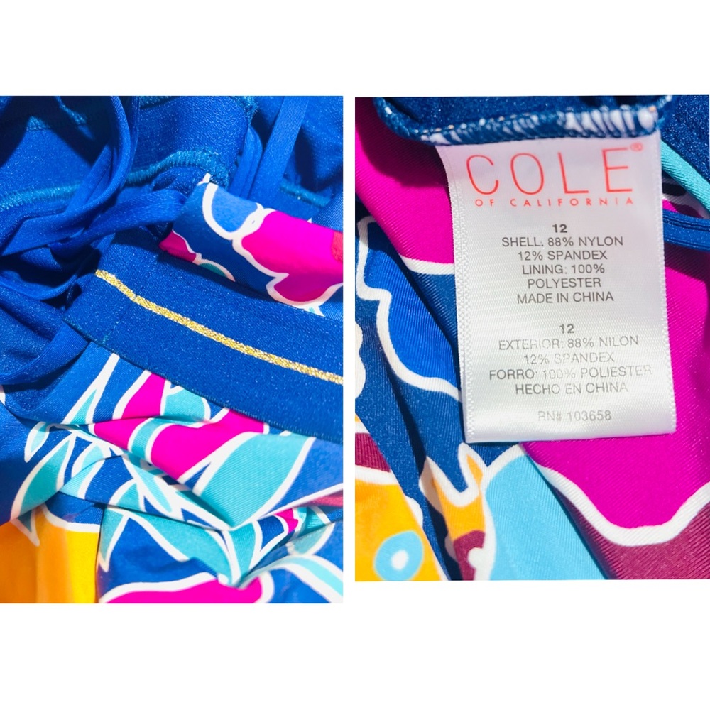 ✨NWT✨COLE OF CALIFORNIA▪️ Women’s One Piece Colorful Floral Swimsuit - Picture 7 of 15